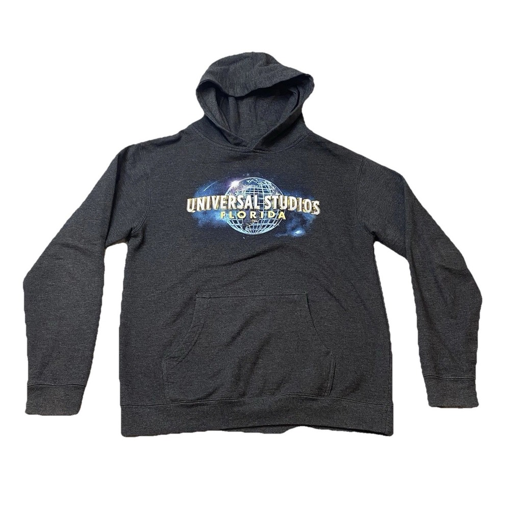 Vintage Universal Studios Hoodie Youth Large Gray Theme Park Orlando Florida